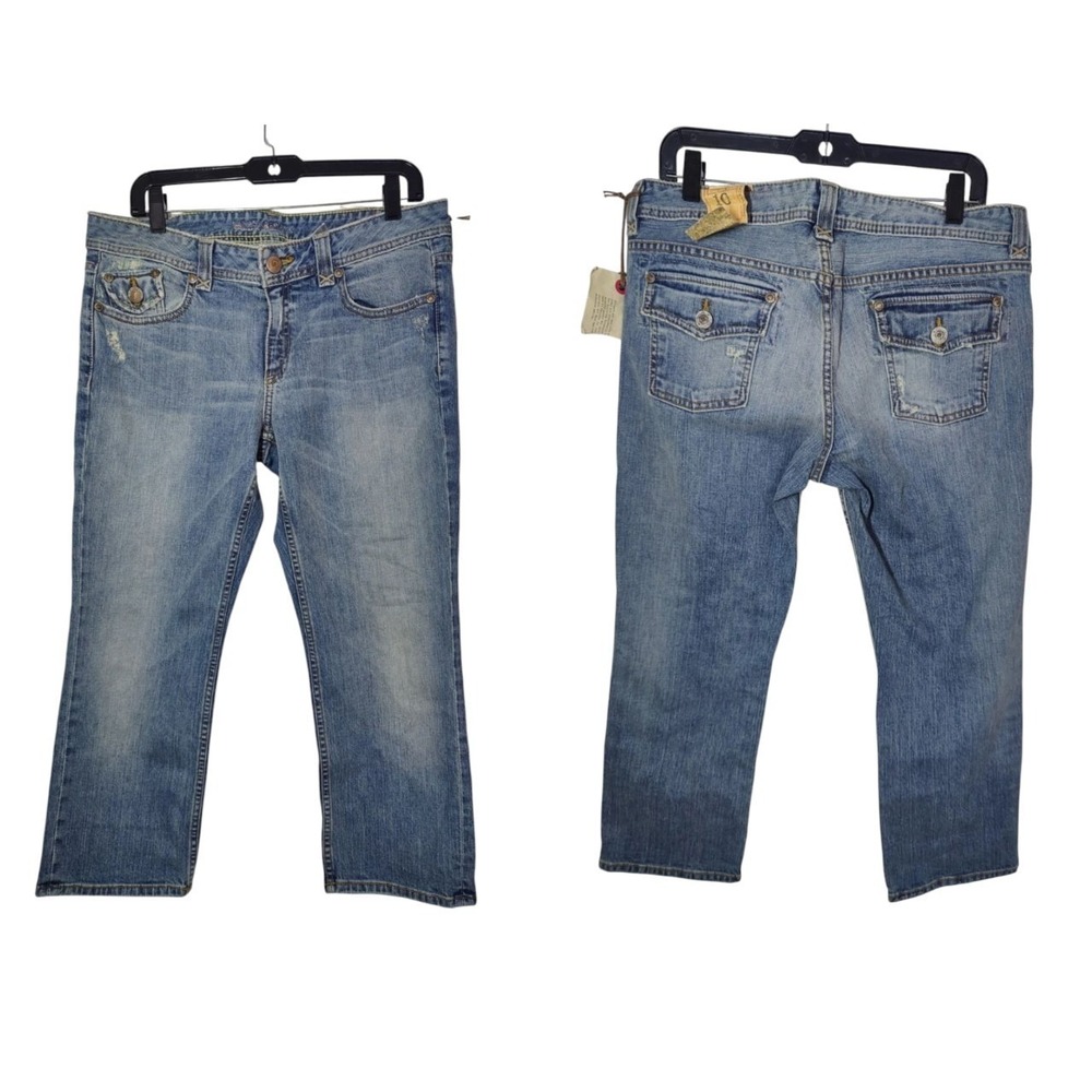 Banana‎ Republic Low-Rise Straight Cropped Faded Distressed Stretch Jeans 10 NWT